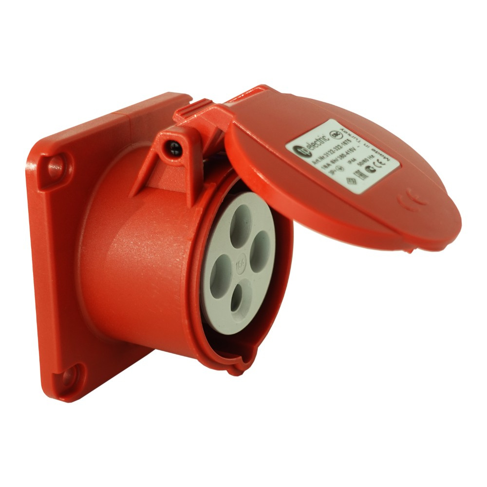 Gerade Steckdosenleiste 400 V 16 A 4-polig 75 X 75 Mm Rot