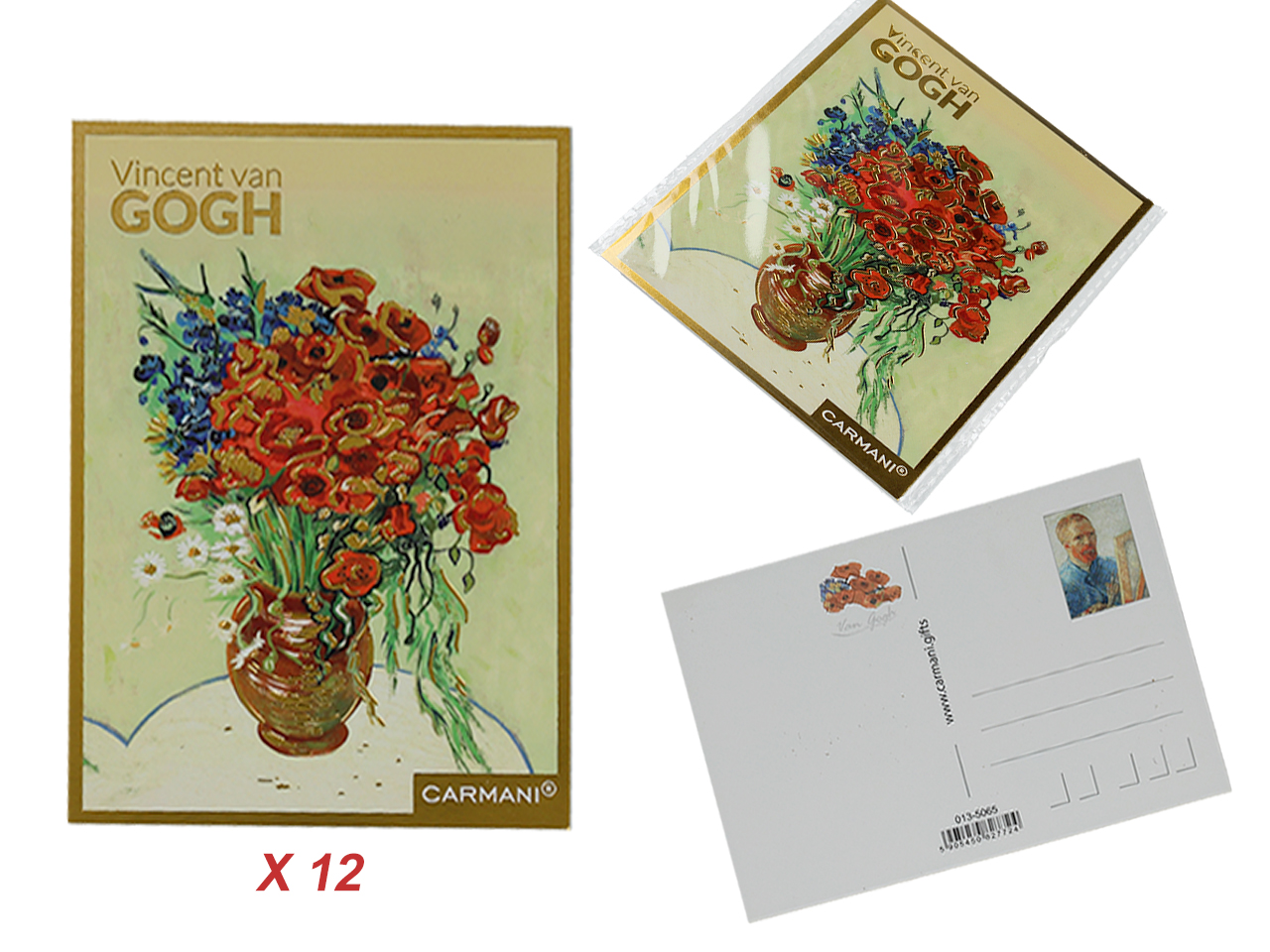 Set Mit 12 Postkarten: Van Gogh – Mohnblumen In Einer Vase (12 Stück)
