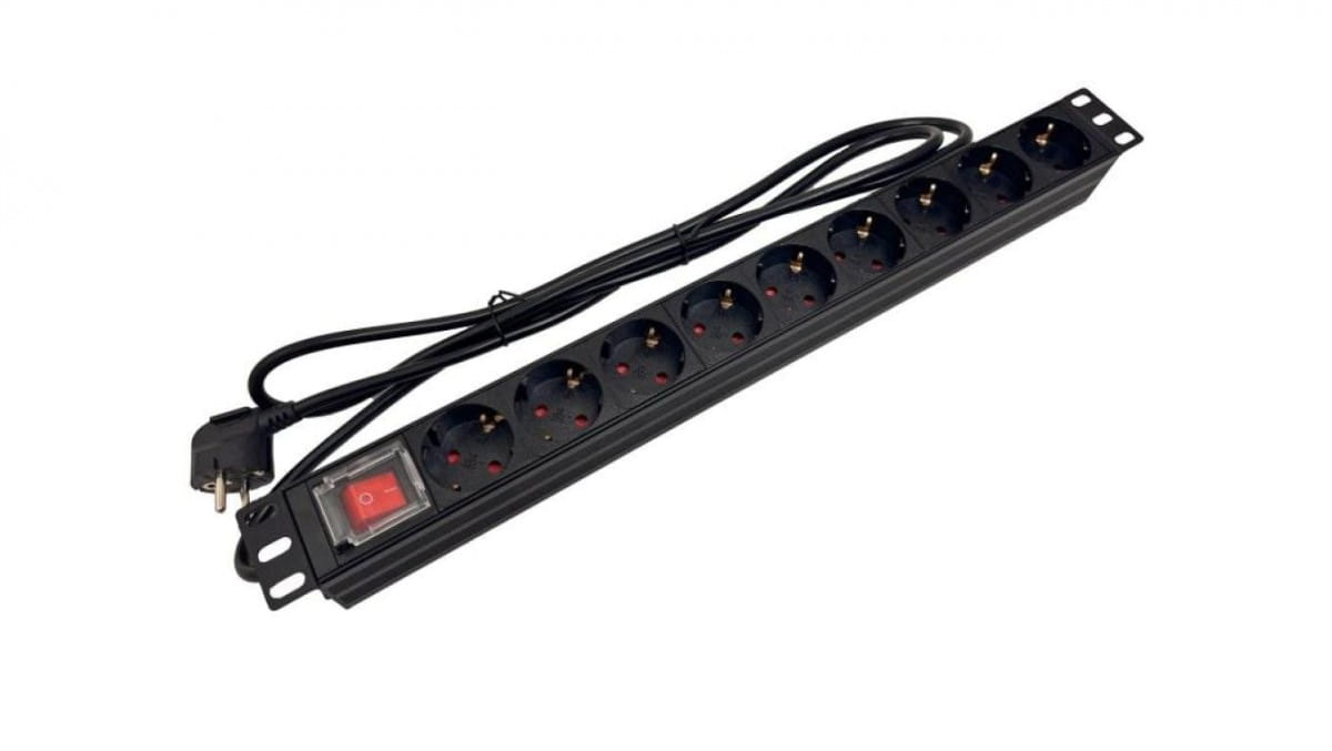 19-zoll-rack-stromverteilerleiste (pdu) Mit 9 X Cee 7/3 Schuko-steckdosen Und Cee 7/7-stecker Mit Schalter