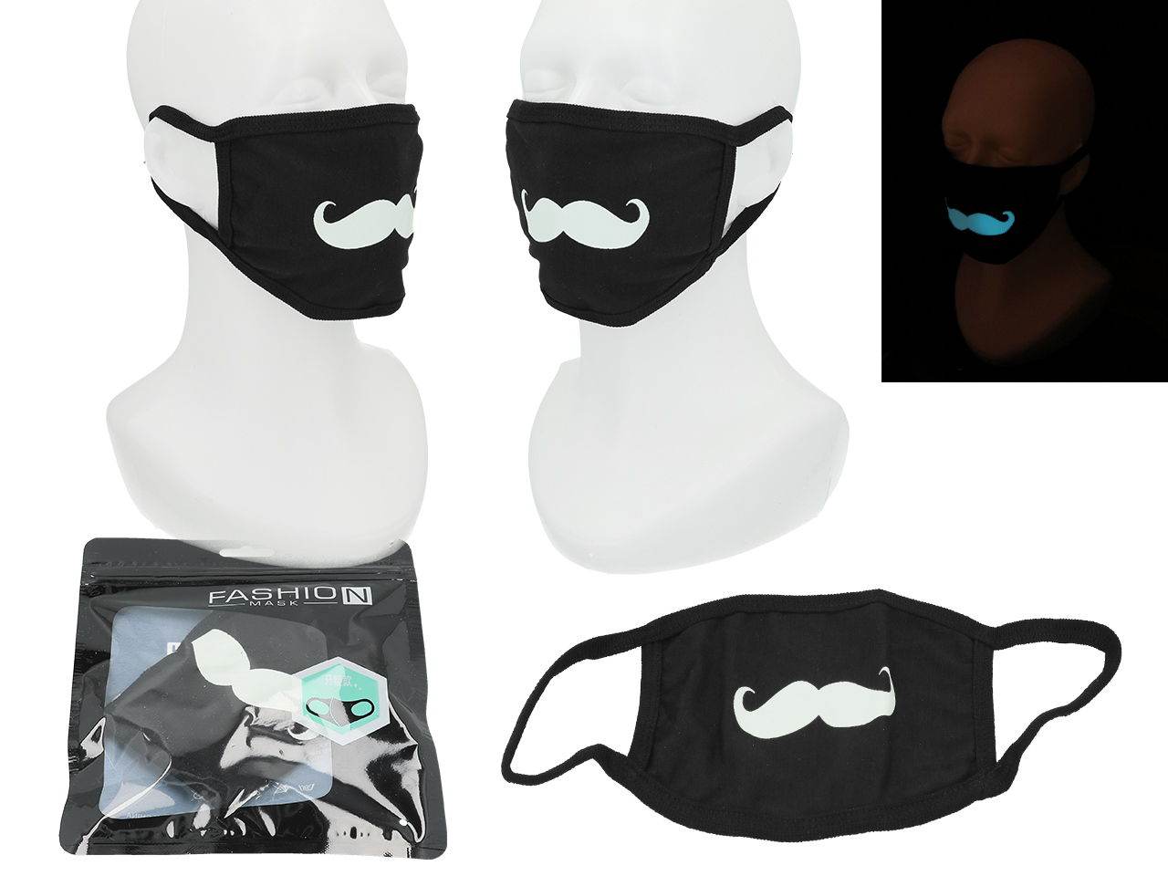 Wiederverwendbare Stoffmaske Mit Lustigem Schnurrbartmotiv, 1 Stück