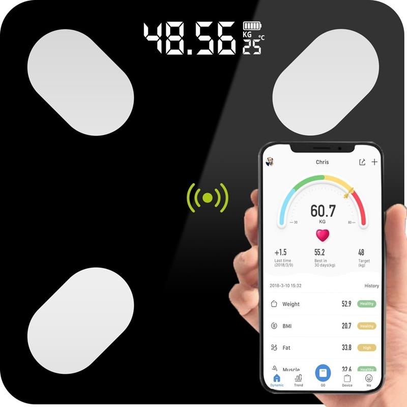 Elektronische Personenwaage Slim 180 Kg Mit Bluetooth-funktion, Schwarz