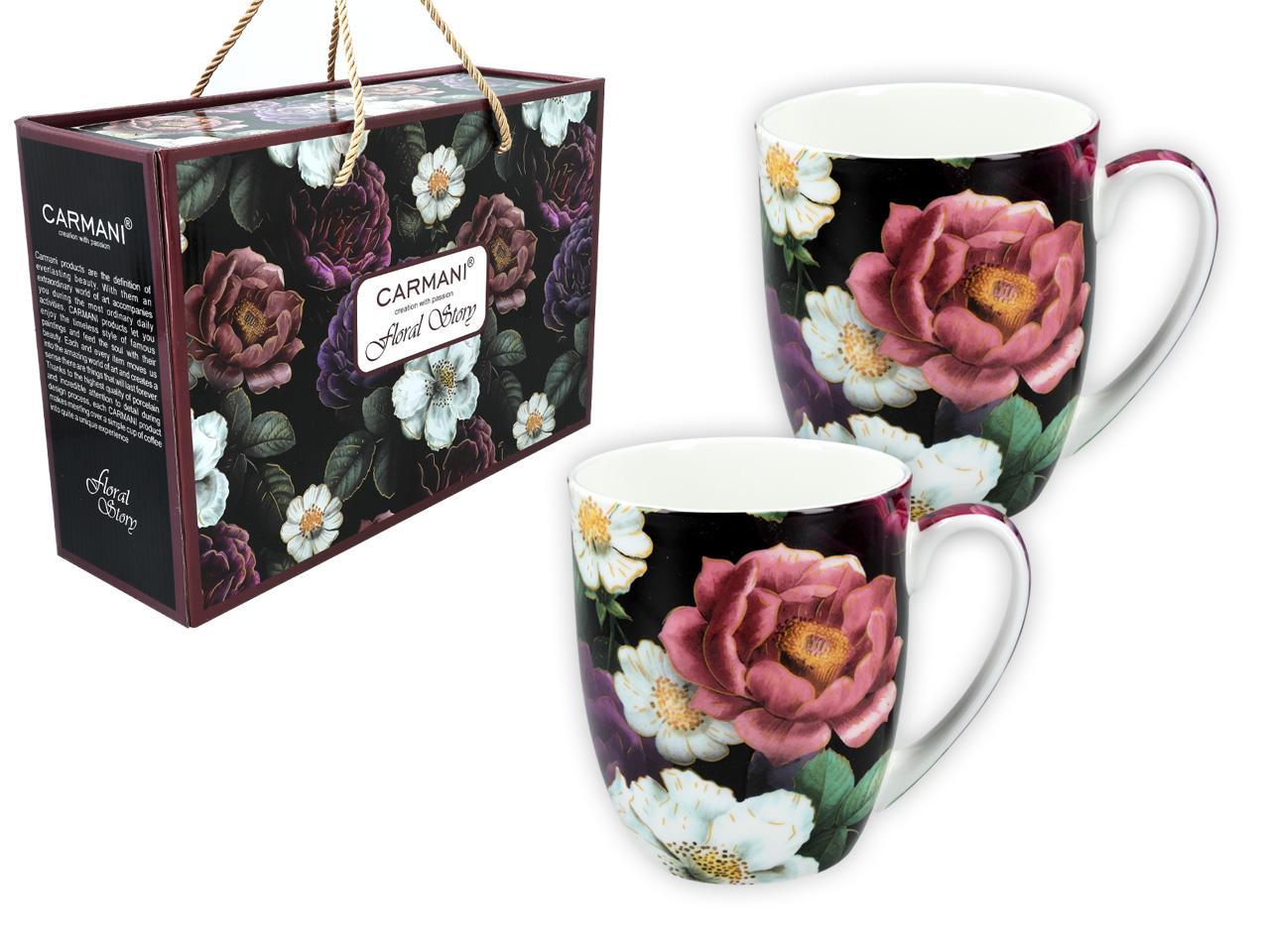Set Mit 2 Porzellantassen Mit Blumenmotiv – Geschenkidee Für Frauen
