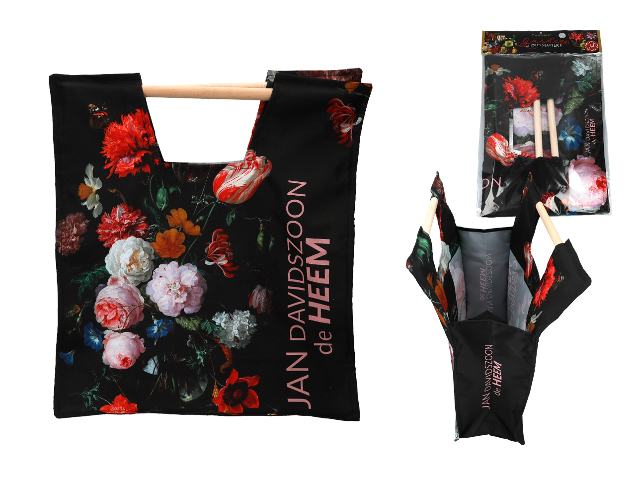 Tasche Mit Holzgriff, Barocken Blumen, Einkaufstasche Aus Stoff