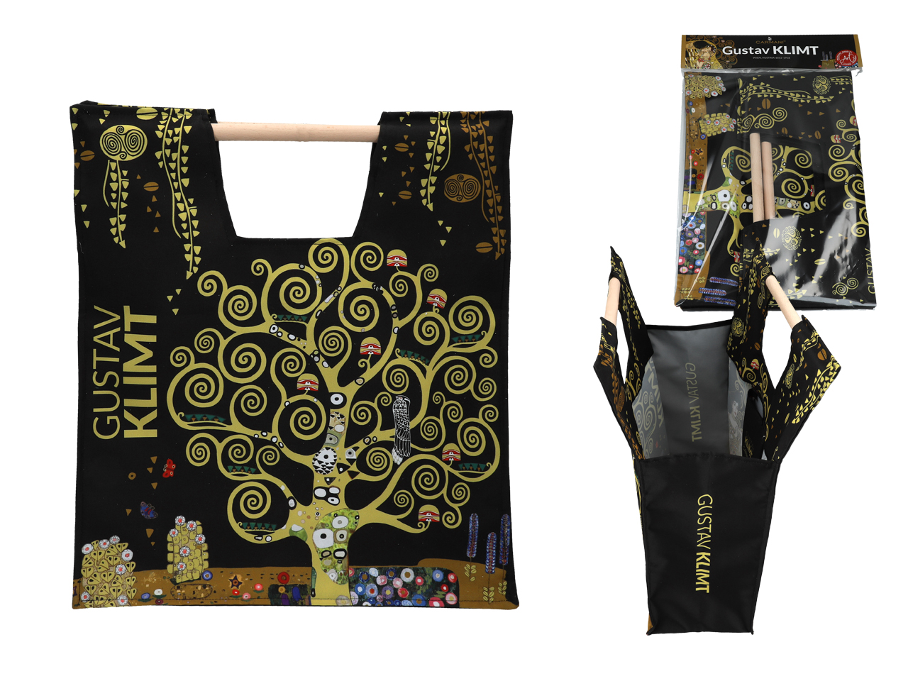 Tasche Mit Holzgriff, Lebensbaum-motiv, G. Klimt, Einkaufstaschen-dekor