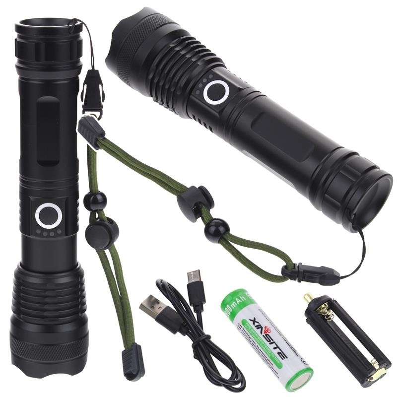 Taktische Led-taschenlampe, Wiederaufladbar, Zoom, Usb-c, Überlebensgeschenk, 1000 Lumen