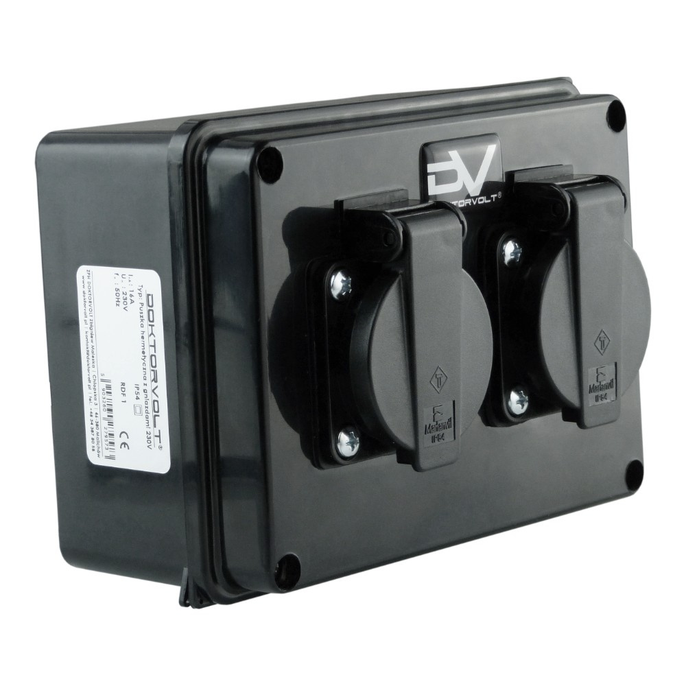 Hermetische Box Mit 230-v-steckdosen, 160 X 120 X 95 Mm, Schutzart Ip54, Schuko-gehäuse