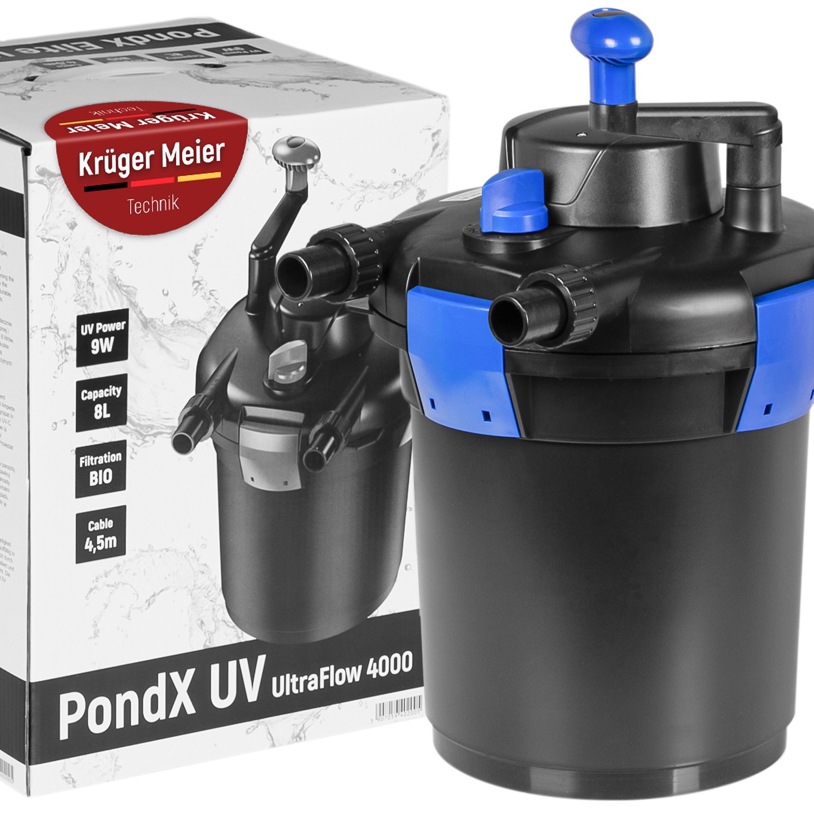 Kruger Meier Pondx Uv 4000 - Druckfilter Mit Uv-lampe Für Einen 4000-liter-teich