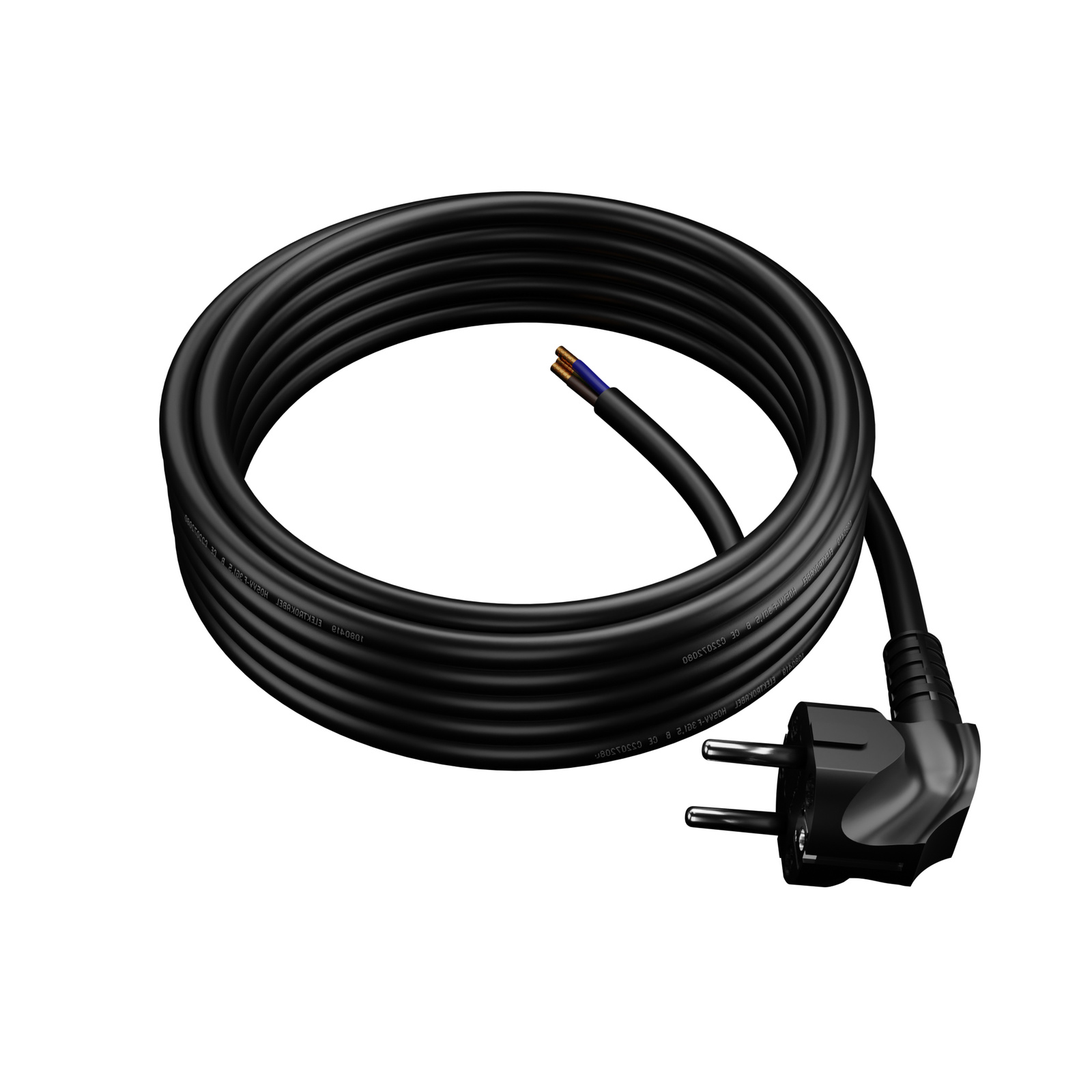 Netzkabel Mit Winkelstecker, 5 M, 3 X 1,5 Mm², 16 A, Uni-schuko, Schwarz