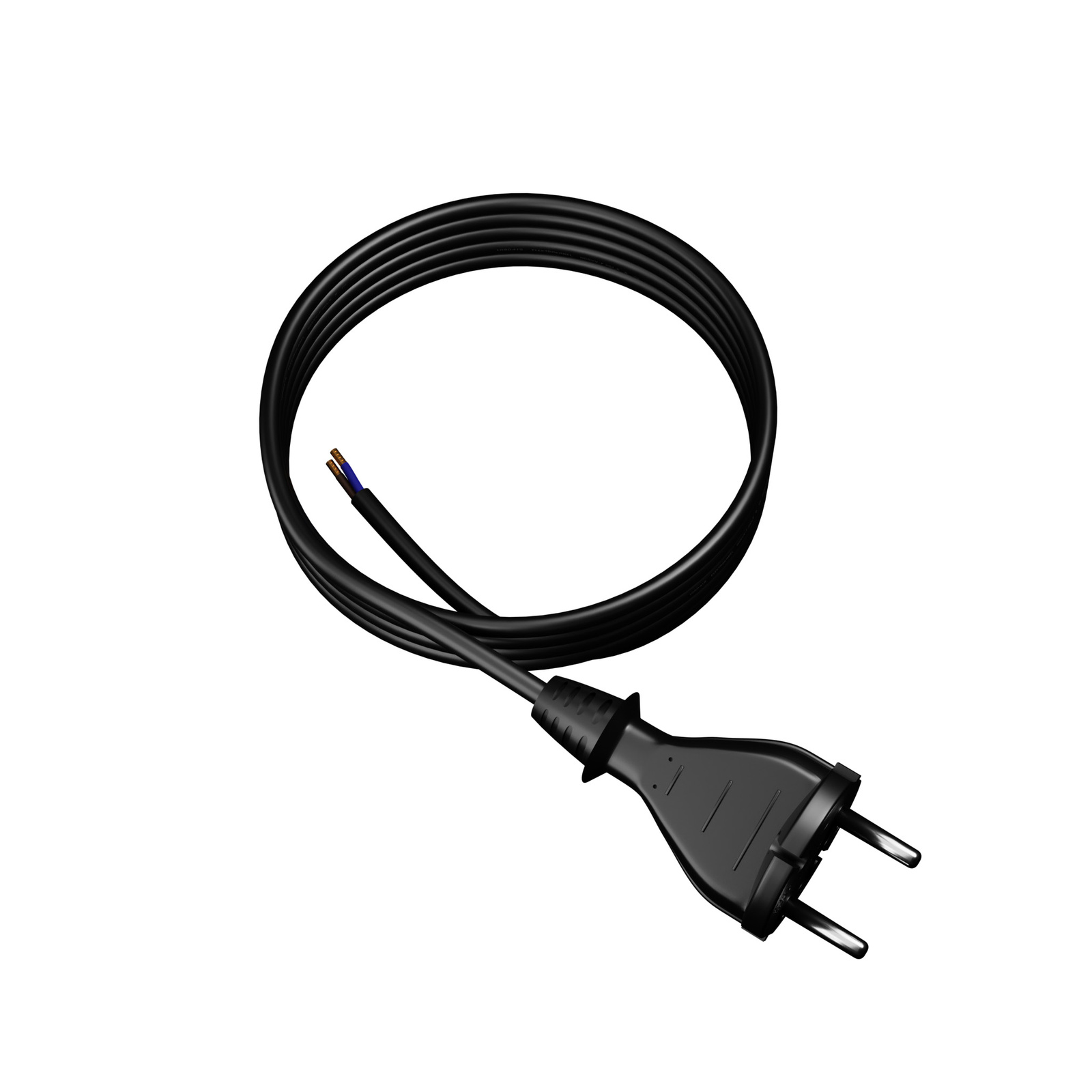 Gummistromkabel Mit Geradem Stecker, 4 M, 2 X 1,5 Mm², Typ E, 16 A, Schwarz