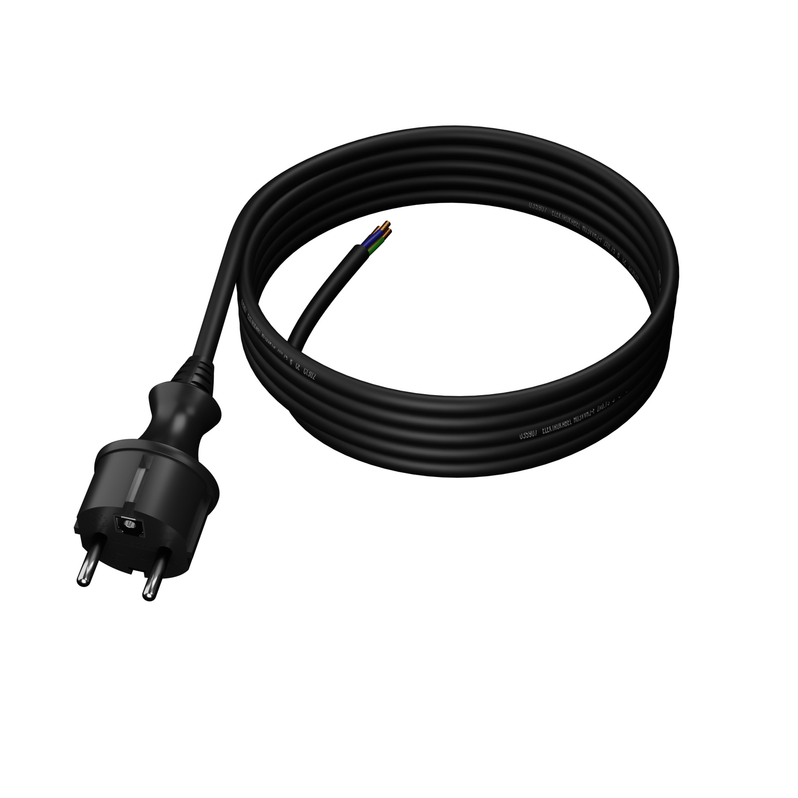 Gummistromkabel Mit Geradem Stecker, 4 M, 3 X 1,5 Mm², 16 A, Ip44, Schwarz