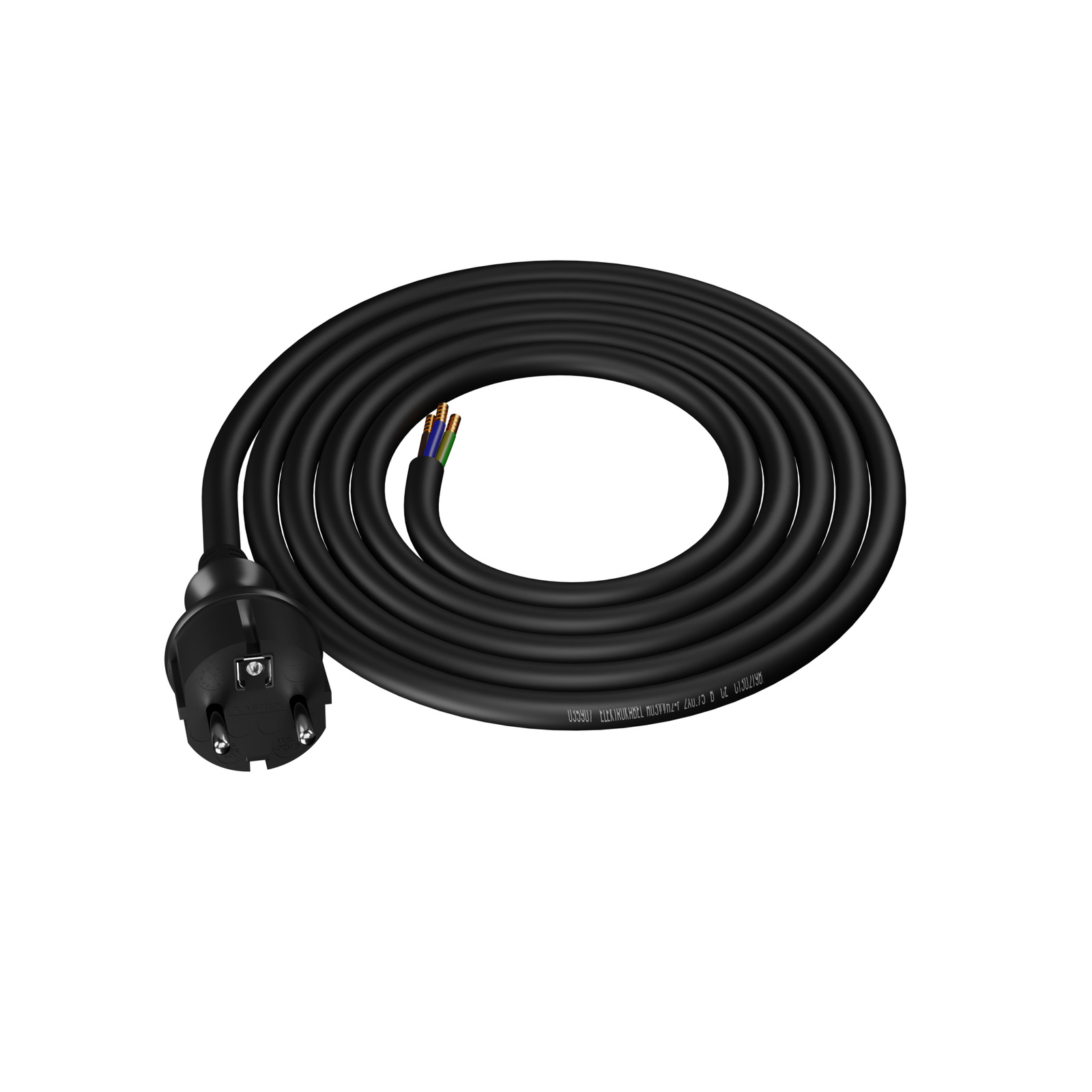 Gummistromkabel Mit Geradem Stecker, 1,5 M, 3 X 2,5 Mm², 16 A, Schutzart Ip44