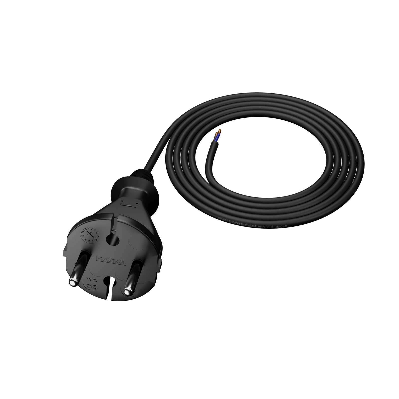 Anschlusskabel 1,5 M Mit Geradem Stecker 2x1 Mm² Schwarzes Stromkabel
