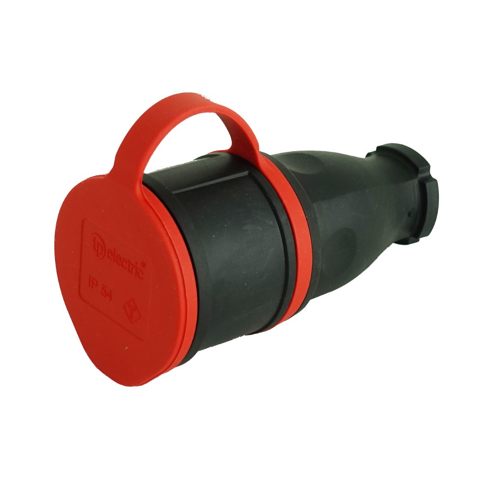 Tragbare Gerade Gummisteckdose 16a 230v Schwarz Hermetisch Schuko