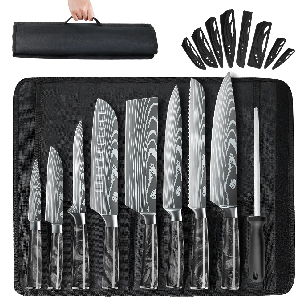 10-teiliges Messerset, Edelstahl, Ergonomischer Griff, Umweltfreundlich