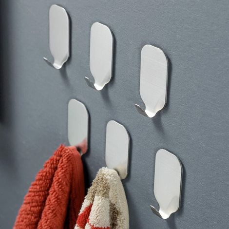 Hook Mur - Accroche Adhésive Inoxydable 304 Étanche Pour Salle De Bain Cuisine Chambre - 6 Pièces