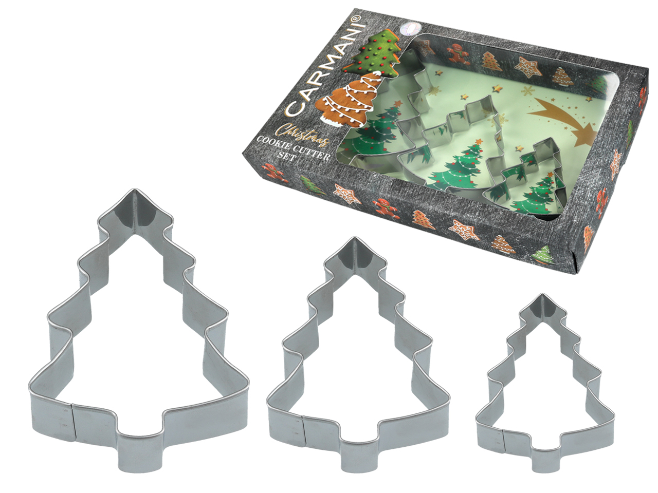 Set Mit 3 Ausstechformen Für Lebkuchen, Plätzchen, Weihnachtsbäume, Metall