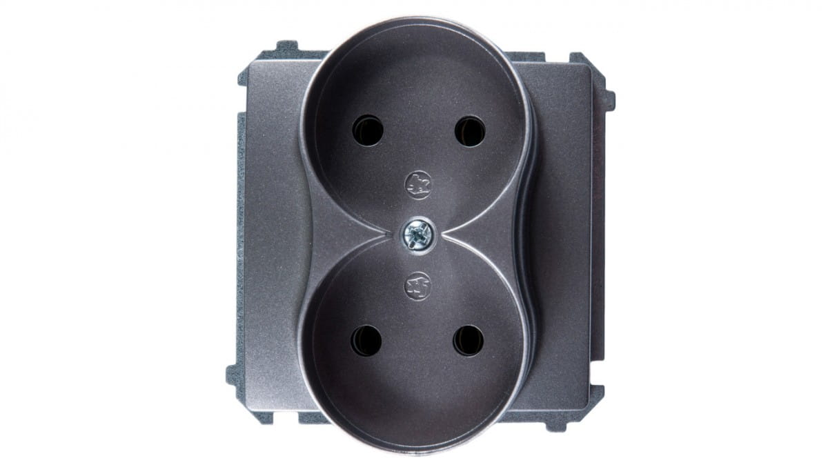 Simon Basic Doppelsteckdose B/u 16a Ip20 Edelstahl Bmg2m.01/21
