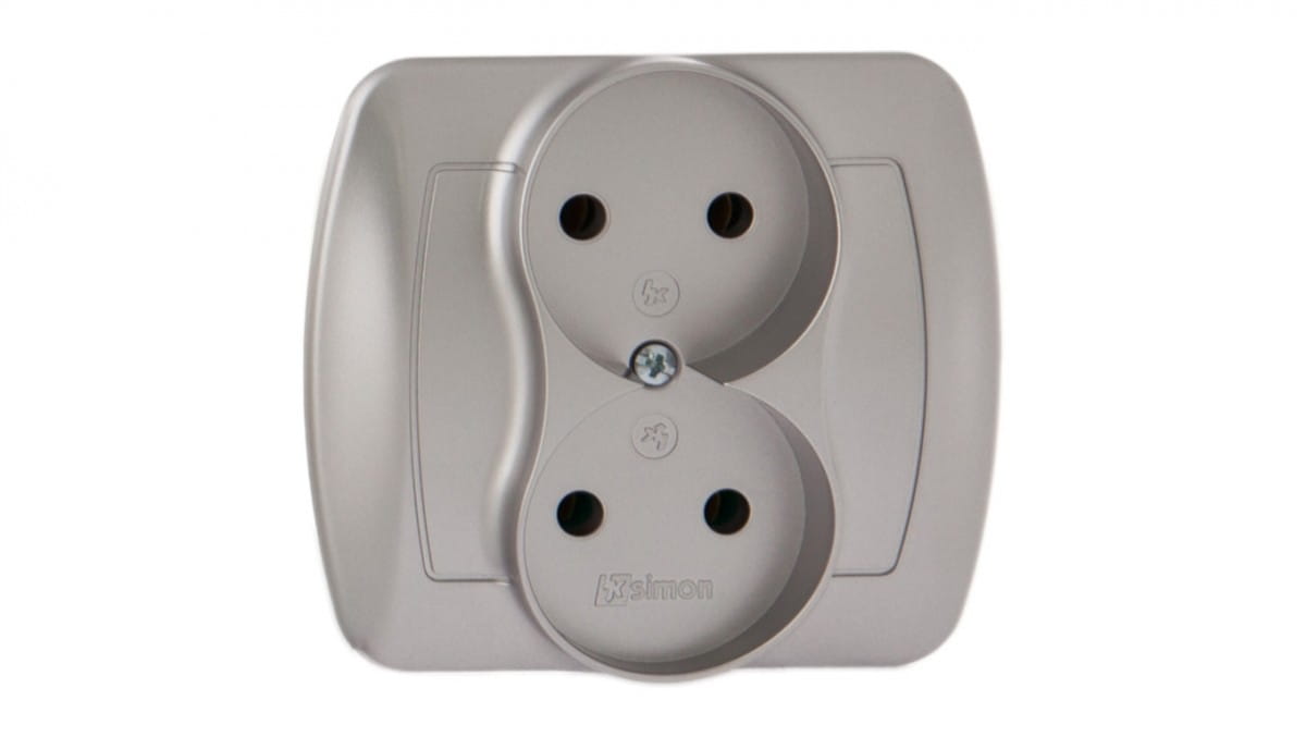 Simon Akord Doppelsteckdose B/u 16a Ip20 Metallisiertes Aluminium Ag2/26