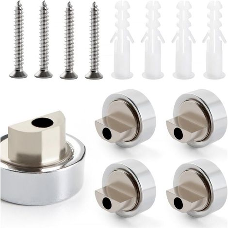 4 Pieces 6-7 Mm Mirror Clips Glass Clips, Zinc Alloy Glass Clip, Fixing Mirror Bracket, Mirror Clips, With Caps And Screws, For Mirror And Glass 6-7 Mm Thick, Round