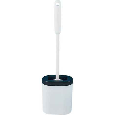 Toilet Brush - Silicone Flat Head - Wall Mountable - Anti-drip Base - Ergonomic Handle - 39.5 X 10.5 Cm - White