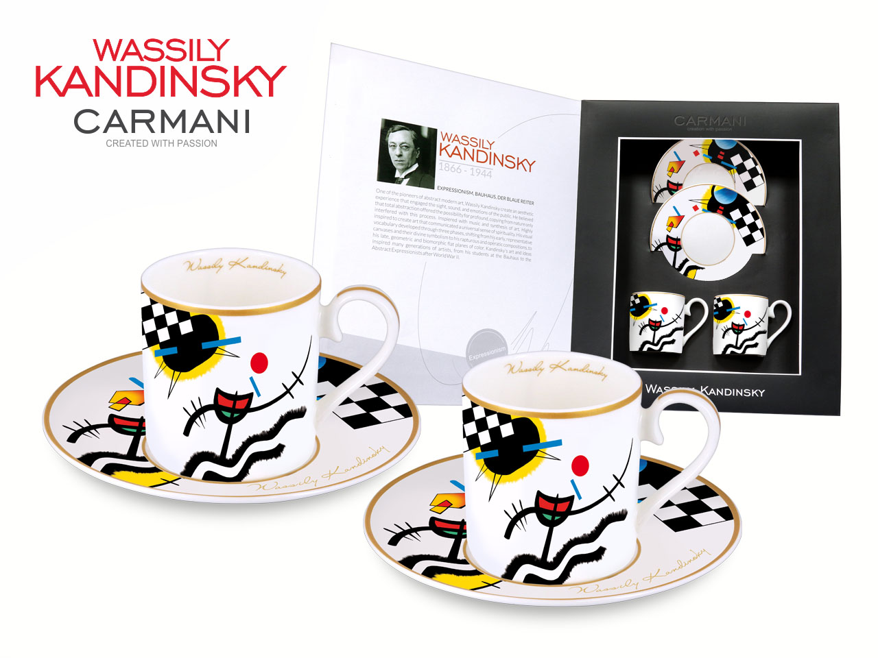 Set Aus 2 Espressotassen, Wassily Kandinsky, Kontrastierende Klänge, Kpl
