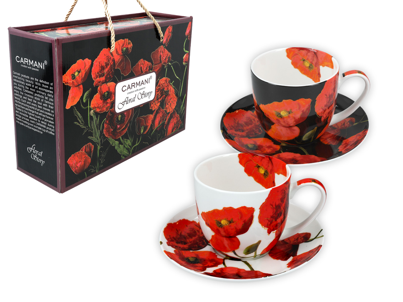 Set Aus 2 Tassen Mit Untertassen, Florales Motiv, Florales Motiv, Zuhause