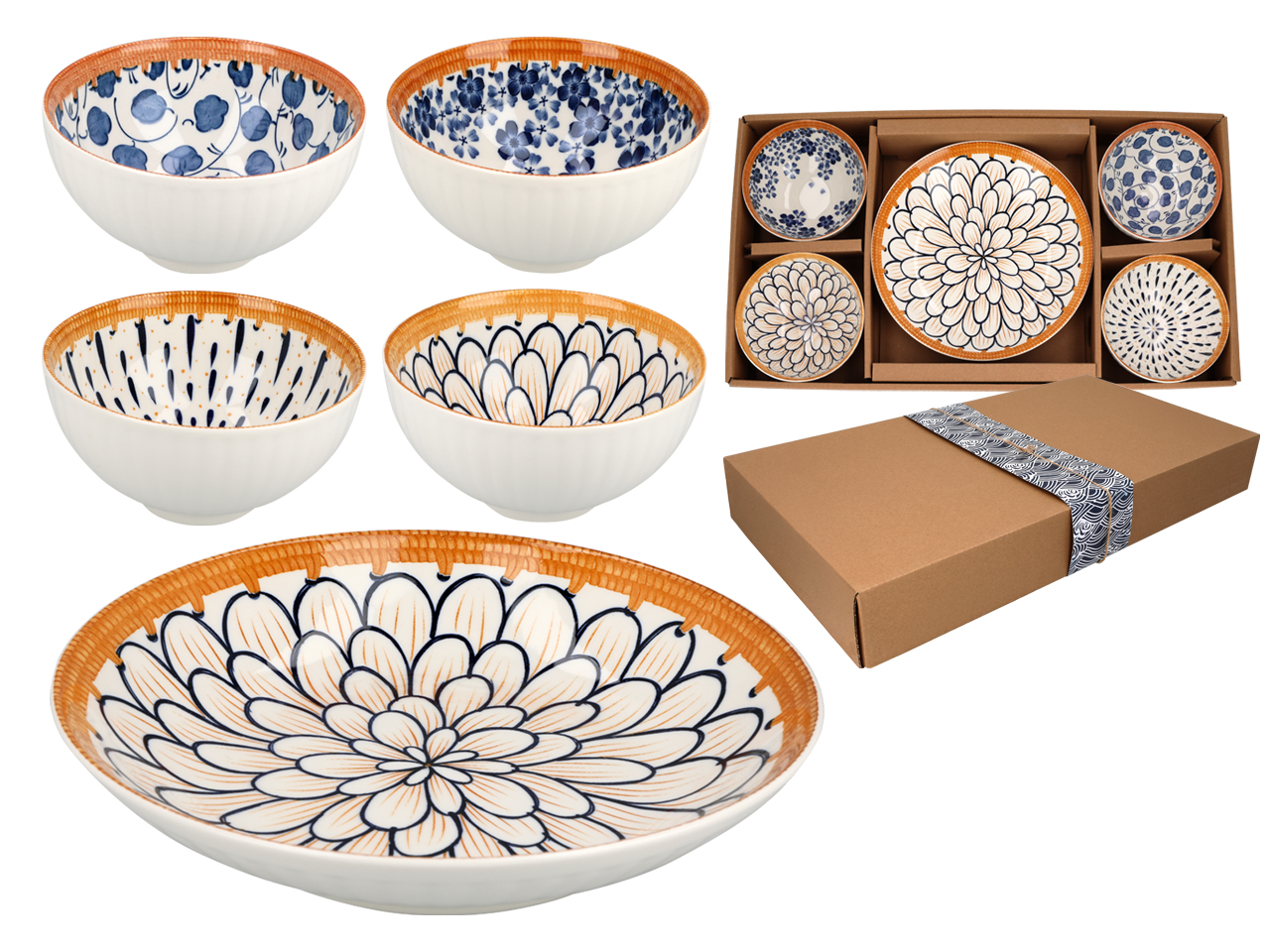 Set Aus 4 Schüsseln + Teller