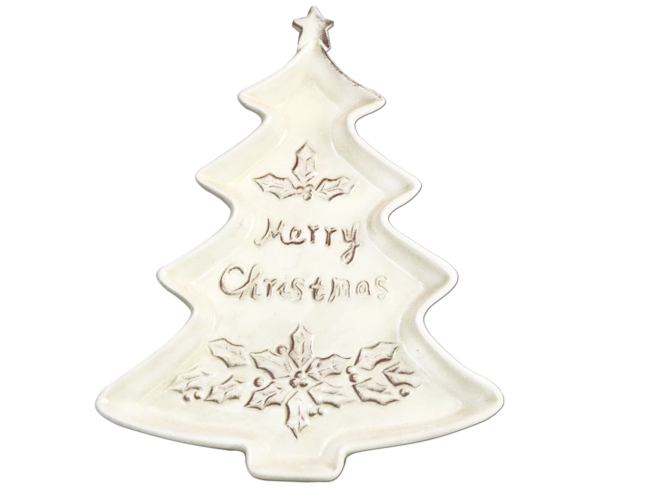 Weihnachtsteller, Weihnachtsbaum, Cremefarbenes Porzellan, Weihnachtsgeschenk