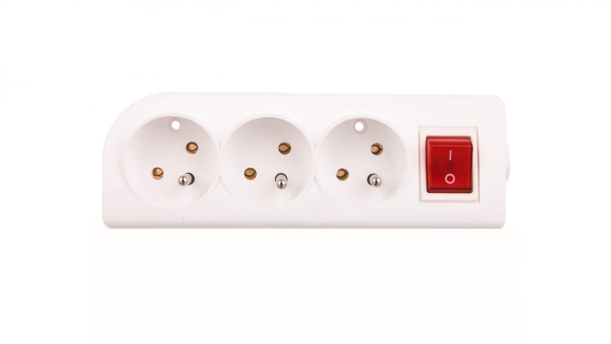 Verlängerungskabelverteiler Mit Schalter, 3 Steckdosen, Mit/ohne Weißes Gn-30w