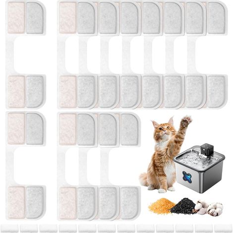 Feelneedy Fn-w17 Cat Fountain Filter, 12 Pack, 3.2 Litre, Activated Carbon Filter Cartridges And 12 Replacement Sponges