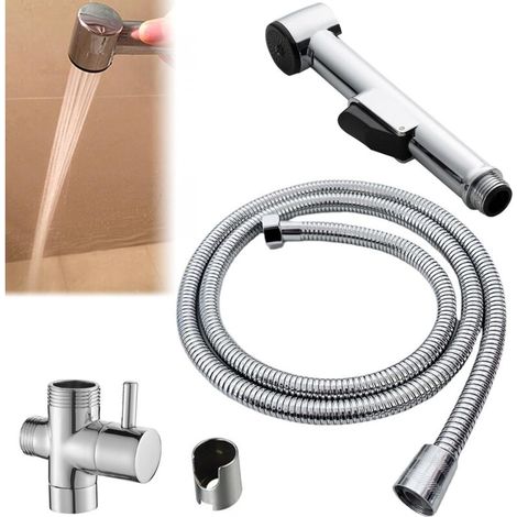 Portable Hanging Toilet Shower Head With 150 Cm Flexible Stainless Steel Shower Head Complete Kit For Bathroom, Shower, Nappy Cleaning, Pet Bath