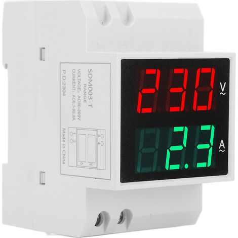 Ac Din Rail Meter Single Phase Dual Led Display Voltmeter Ammeter Voltage Current Meter Ac80‑300v 0.1‑99.9a