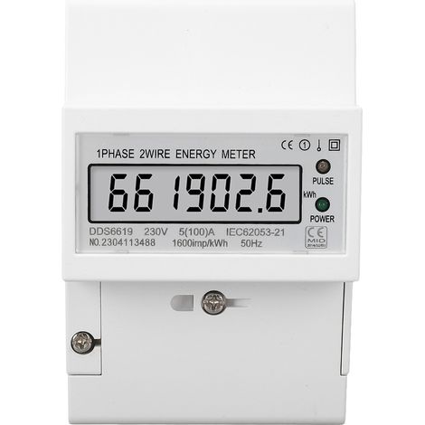 Electricity Meter 1 Phase 2 Wire Lcd Ac 230v 5a 100a Energy Power Monitor Din Rail Mount For Home