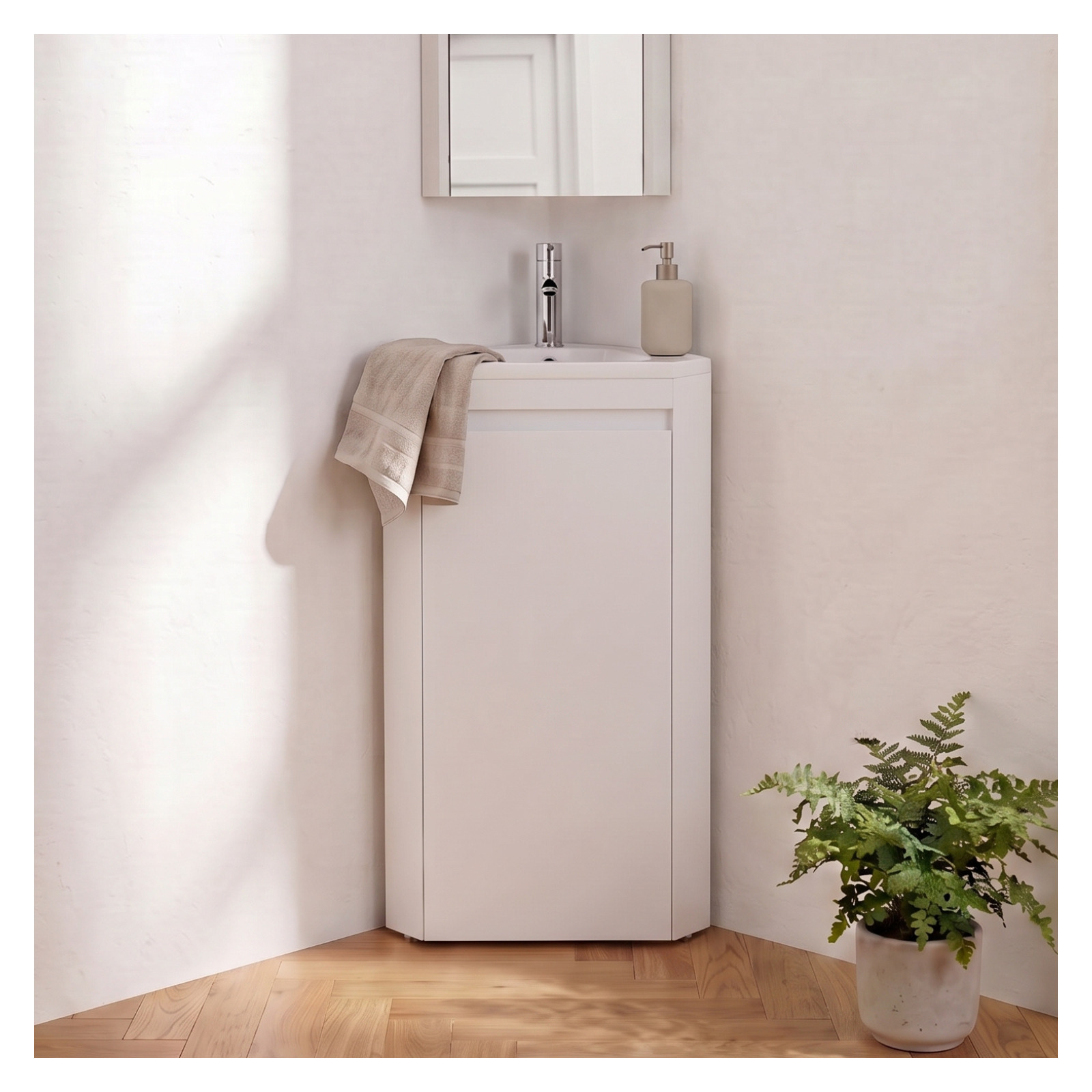 Meuble Lave-mains D'Angle Sorrento Avec Vasque En Résine