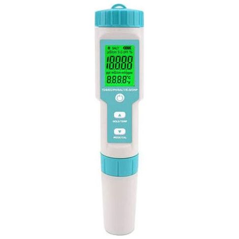 Testeur De Salinité De Piscine Compteur De Ph Et De Salinité D'Eau Salée Numérique 5 En 1 Testeur De Ph Et De Salinité De Piscine Compteur De Salinité Pour Piscine, Bain À Remous Et Spa De Nage