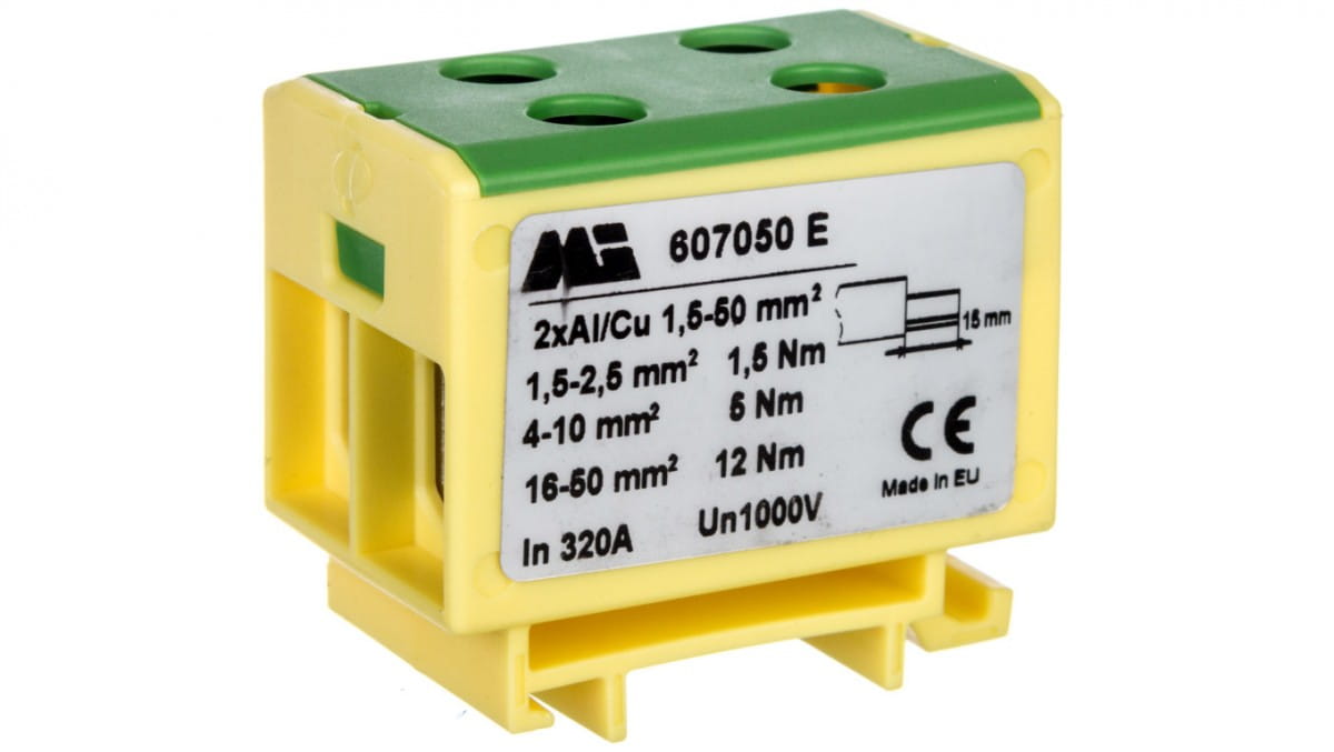 2-spur-schienenverbinder 1,5–50 Mm² Gelbgrün Euro Multiotl 50 2xal/cu 607050 E
