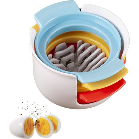 Egg Slicer - 304 Stainless Steel Wires - Abs Food-grade Body - For Hard-boiled Eggs Strawberries Kiwi - 3-in-1 Cutter - 1 Unit