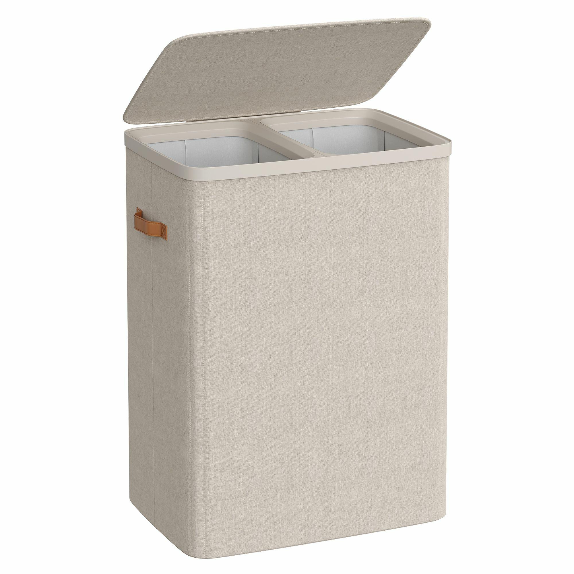 Wäschekorb, 2 Fächer X 85 L, Beige