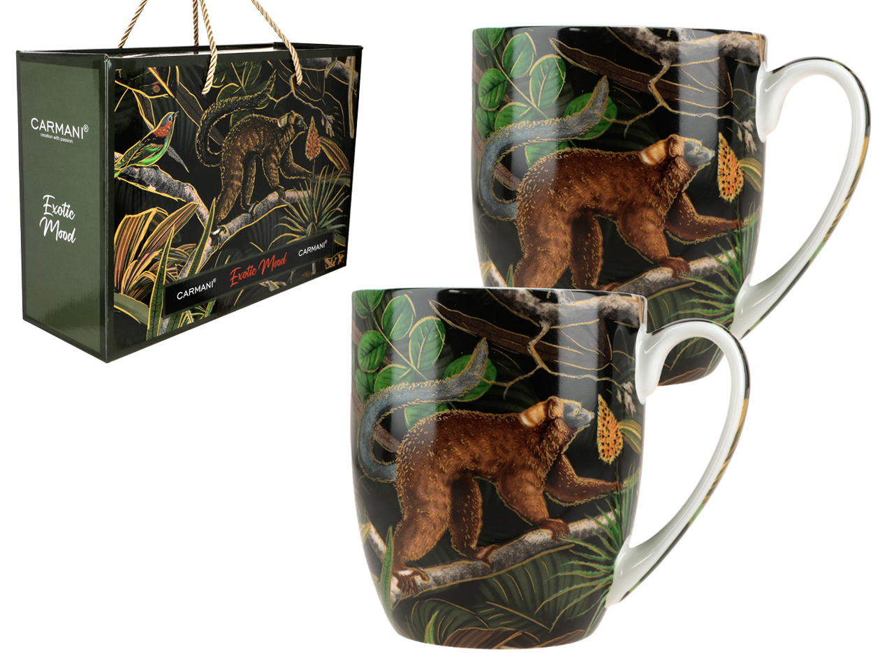 Set Mit 2 Exotischen Porzellantassen Mit Exotischen Blumen – Ideal Als Geschenk