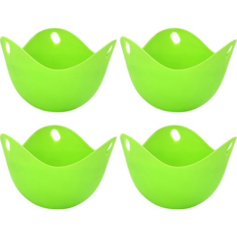 Egg Poacher - Silicone Poaching Cup For Stovetop And Microwave - Nonstick Egg Cooker With Ring Base - Set Of 4