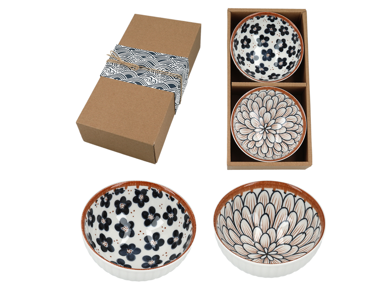 Set Mit 2 Porzellanschüsseln Für Reis, Suppen, Salate Und Asiatische Küche
