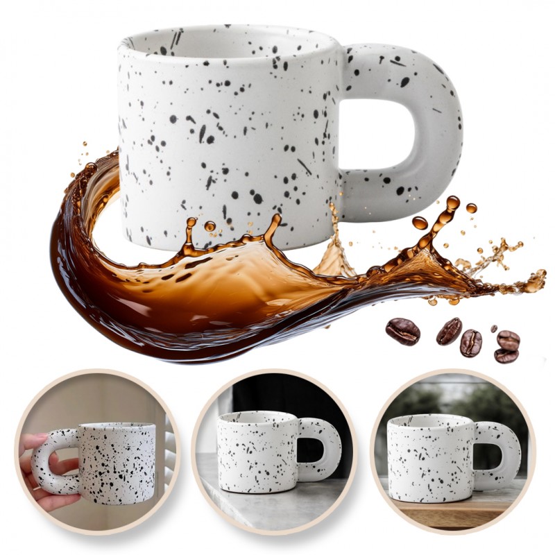 Keramikbecher Mit Henkel Für Kaffee Oder Tee, Gesprenkelt, Matt, 300 Ml