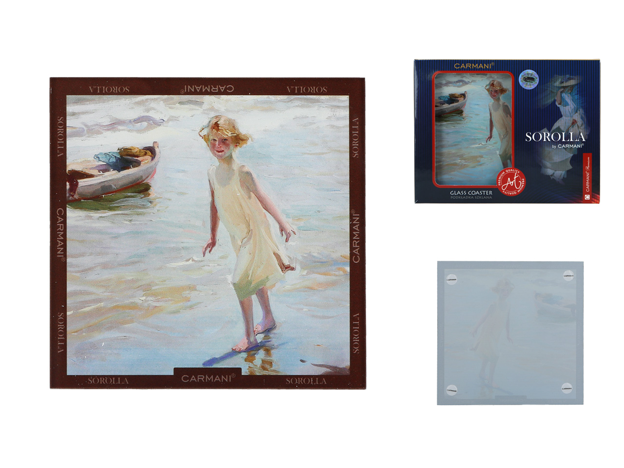 Joaquin Sorolla Glasuntersetzer Mädchen Am Strand Unter Der Tasse