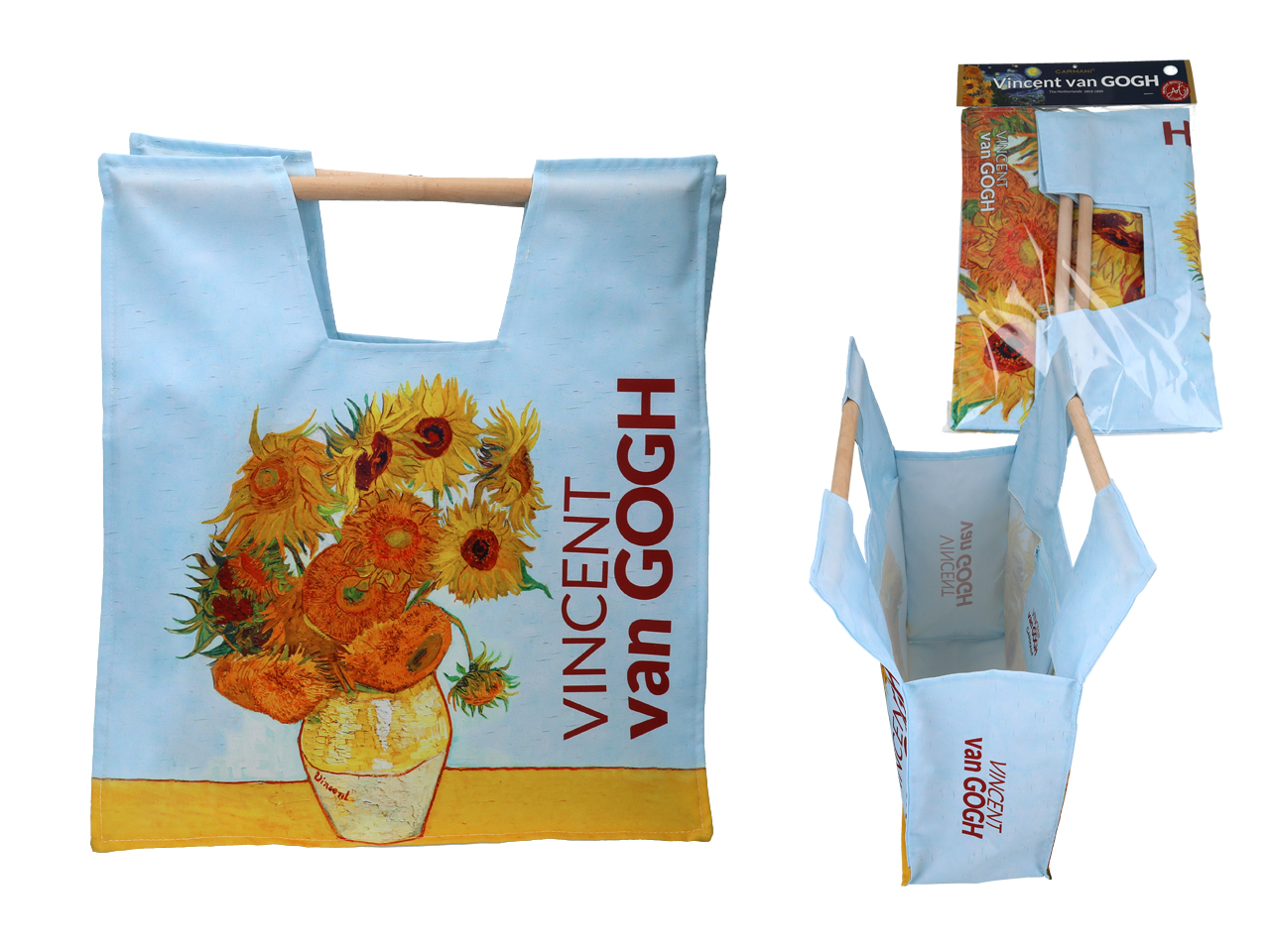 Tasche Mit Holzgriff, Sonnenblumen, Van Gogh, Einkaufstasche Aus Stoff