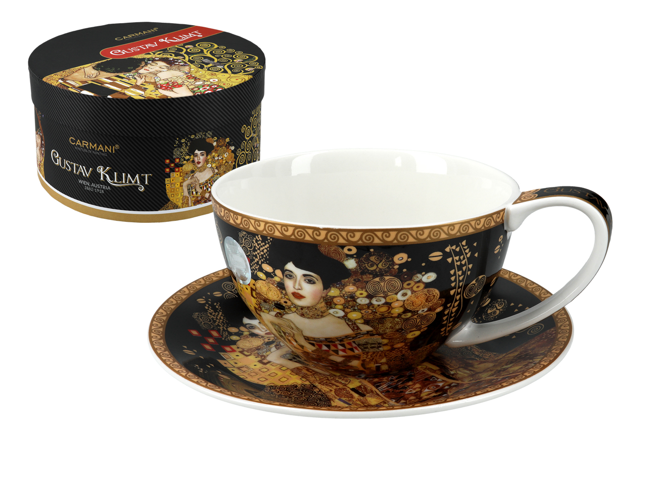 Tasse Mit Untertasse, Gustav Klimt Adela, Schwarzes Porzellan, Geschenk