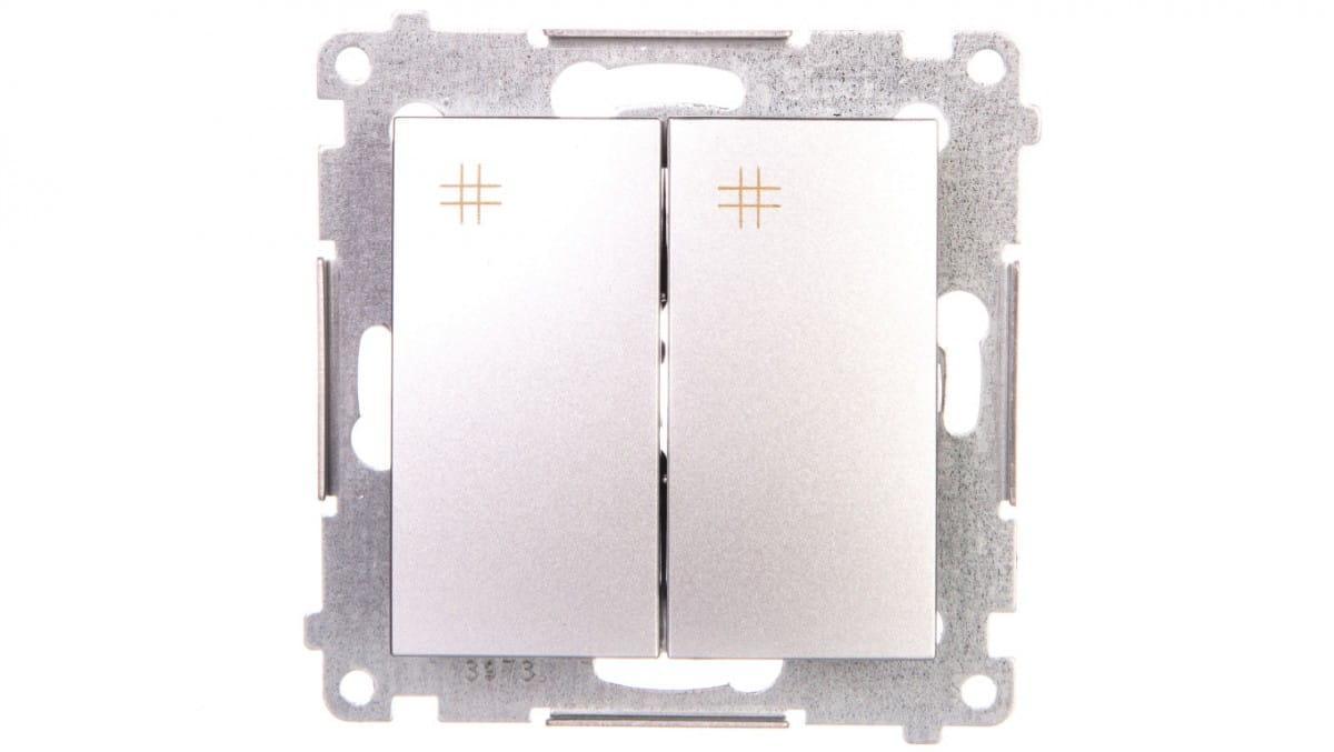 Simon 54 Doppelkreuzschalter 10a 230v Ip20, Schnellverbinder, Matt Silber Dw7/2.01/43