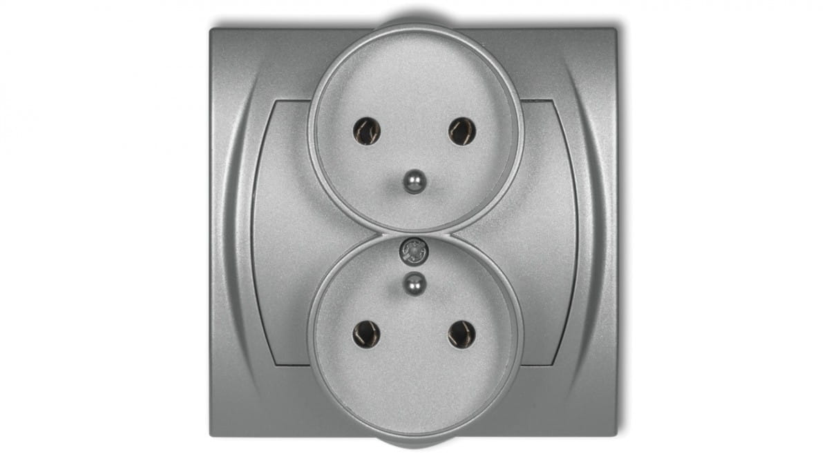 Logo Doppelsteckdose Mit/ohne Silbernem Metallic 7lgpr-2z