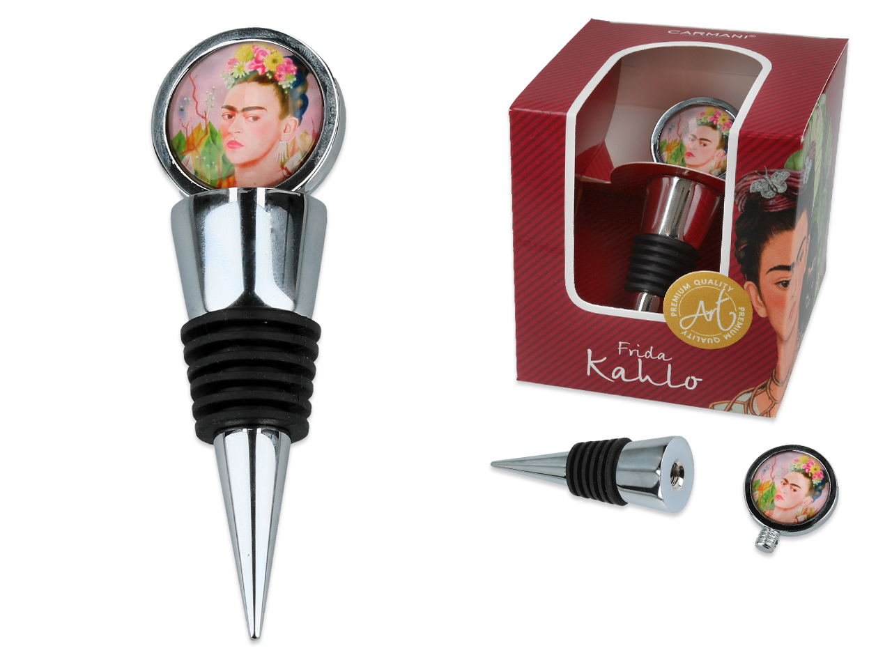 Dekorativer Weinverschluss Mit Frida Kahlo-selbstporträt, Flaschenverschluss Aus Glas