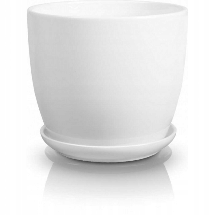 Keramikblumentopf Mit Untertasse, Weiß, 17 Cm