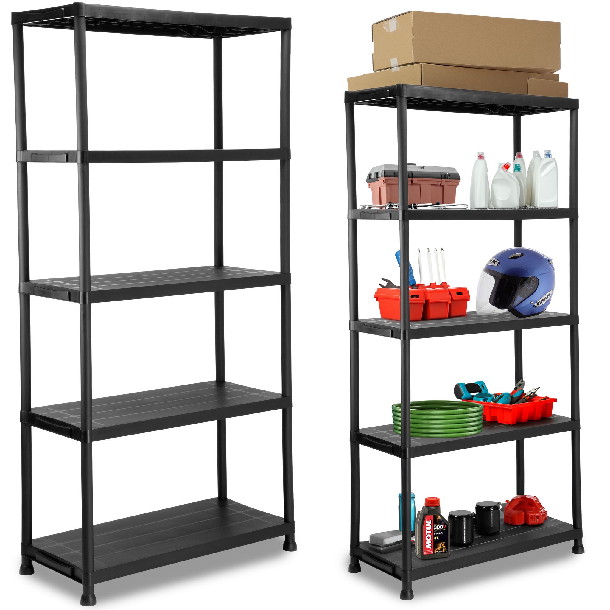 Kunststoff-lagerregal Für Garage, Keller, Speisekammer, Robust, 5 Ablagen, 250 Kg
